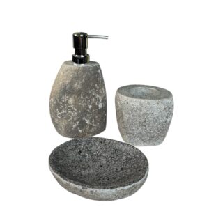 Set trio de accesorii pentru baie din piatră de râu, Art. Nr. BA 00077