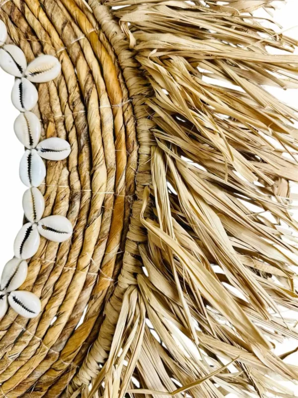 Oglindă rotundă cu ramă din materiale naturale – lucrată manual în Indonezia NMM00180