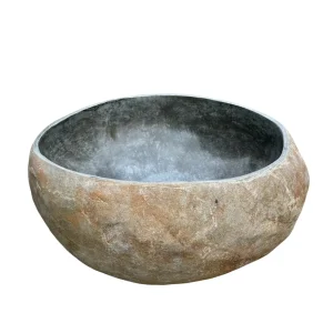 Ghiveci din piatră de râu naturală, lucrat manual, cu interior lustruit și textură exterioară rustică