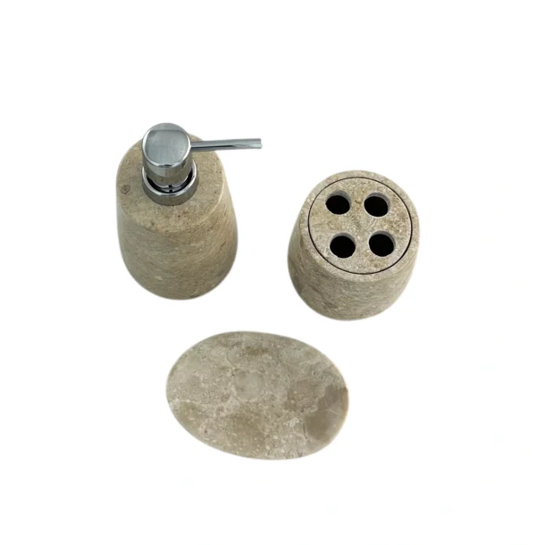 Trio accesorii de baie din marmură bej Art. Nr. BA00314