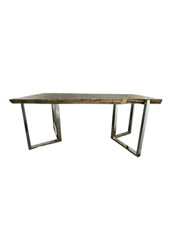 Masă de dining premium din lemn pietrificat – design natural unic Art. DNT00312  DNT00312