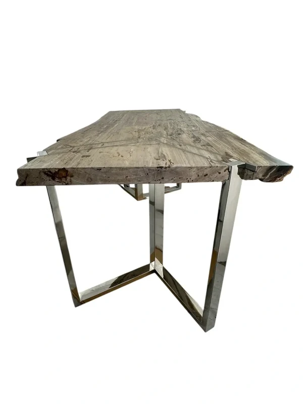 Masă de dining premium din lemn pietrificat – design natural unic Art. DNT00312  DNT00312