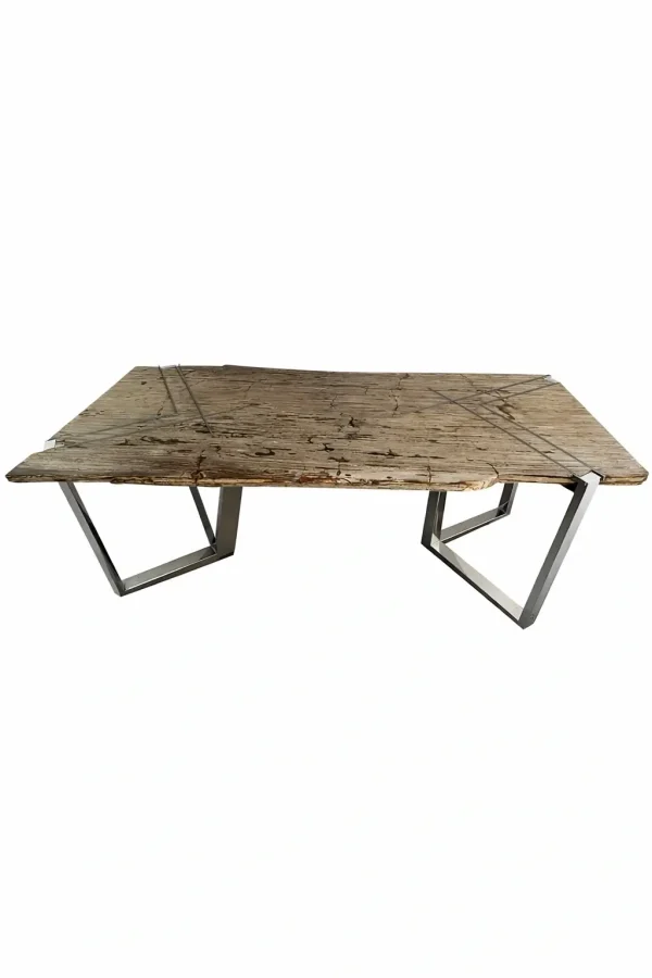 Masă de dining premium din lemn pietrificat – design natural unic Art. DNT00312  DNT00312