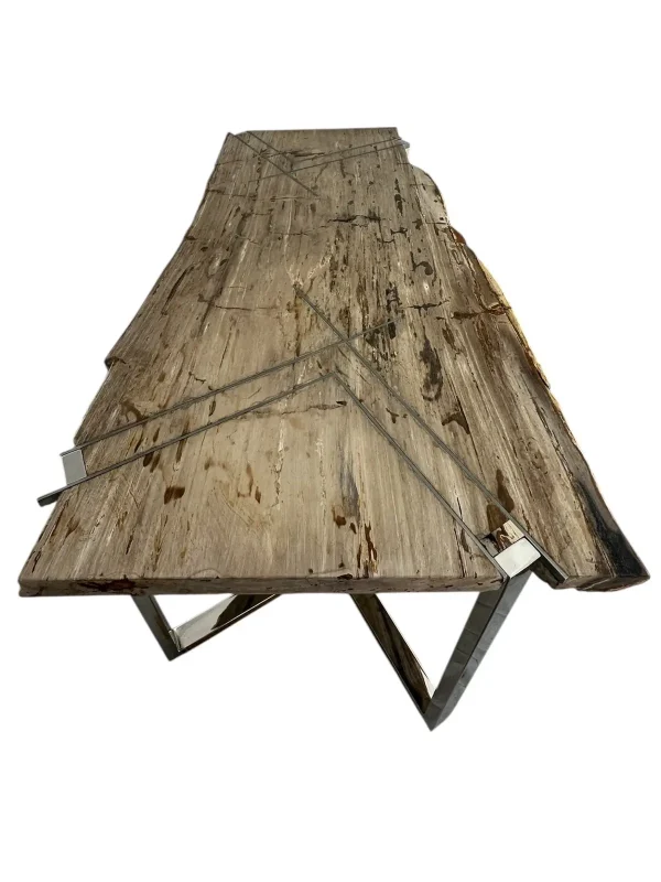 Masă de dining premium din lemn pietrificat – design natural unic Art. DNT00312  DNT00312