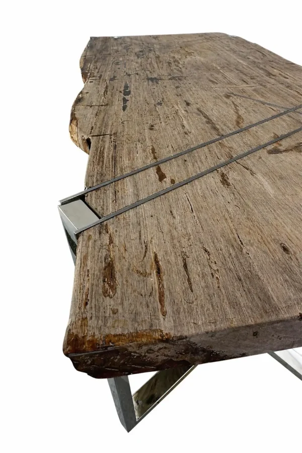 Masă de dining premium din lemn pietrificat – design natural unic Art. DNT00312  DNT00312