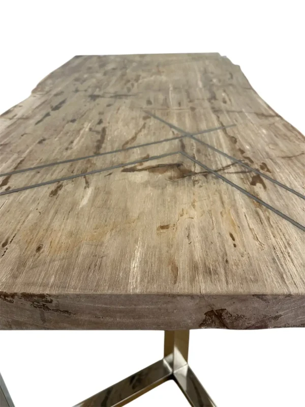 Masă de dining premium din lemn pietrificat – design natural unic Art. DNT00312  DNT00312