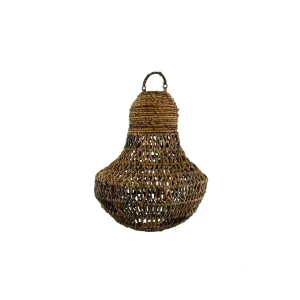 Lampă de tavan suspendată boho din materiale naturale, lucrată manual