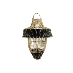 Lampă de tavan suspendată boho din materiale naturale, lucrată manual