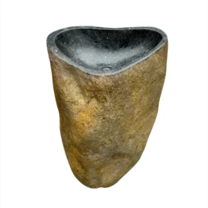 Chiuvetă pedestal din piatră naturală de râu cu interior lustruit și exterior rustic