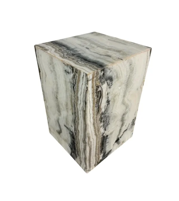 Scaun decorativ sau măsuță auxiliară din onix – realizat manual | Art. Nr. OAS00546