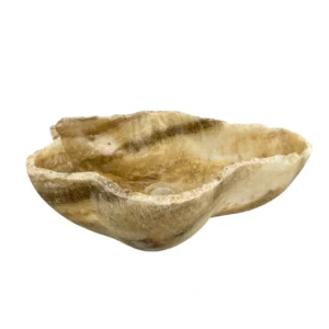 Chiuvetă pentru baie din onix natural, cu interior lustruit și exterior rustic din piatră brută