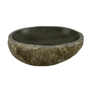 Bol din piatră de râu naturală, lucrat manual, cu interior lustruit și exterior texturat