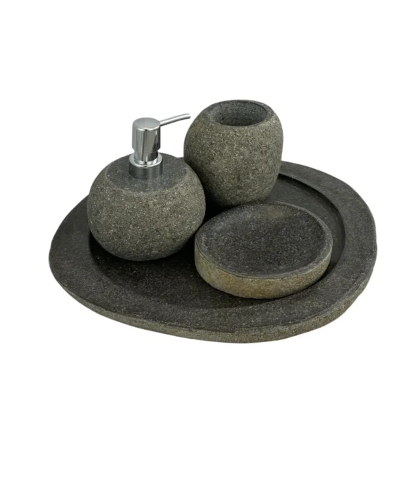 Set de accesorii pentru baie din piatră de râu | Art. Nr. BA00594