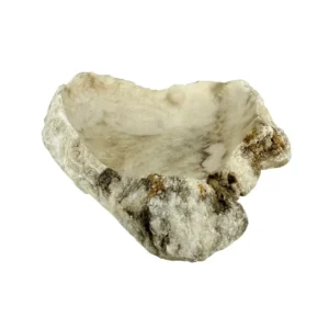Bol din onix natural realizat manual, cu finisaj lustruit și nuanțe de alb și gri