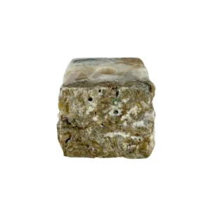 Suport pentru lumânare din onix realizat manual, sculptat din piatră naturală cu modele minerale unice.