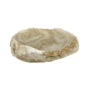 tavă din onix natural, realizată manual, cu formă organică neregulată