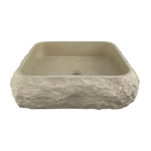 chiuvetă dreptunghiulară din marmură cu exterior texturat natural