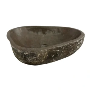 Chiuvetă din piatră de râu realizată manual, cu interior lustruit și finisaj exterior natural – lavoar unic din piatră organică.