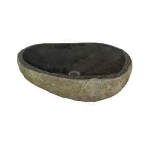 Chiuvetă din piatră de râu realizată manual, cu interior lustruit și finisaj exterior natural – lavoar unic din piatră organică.